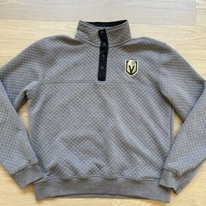 Las Vegas Golden Knights Sweater Adult Large Gray Waffle Quilt 1/4 Zip Mock